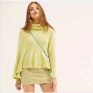 Free People Layer Cake Trapeze Knit Sweater In Key Lime Green